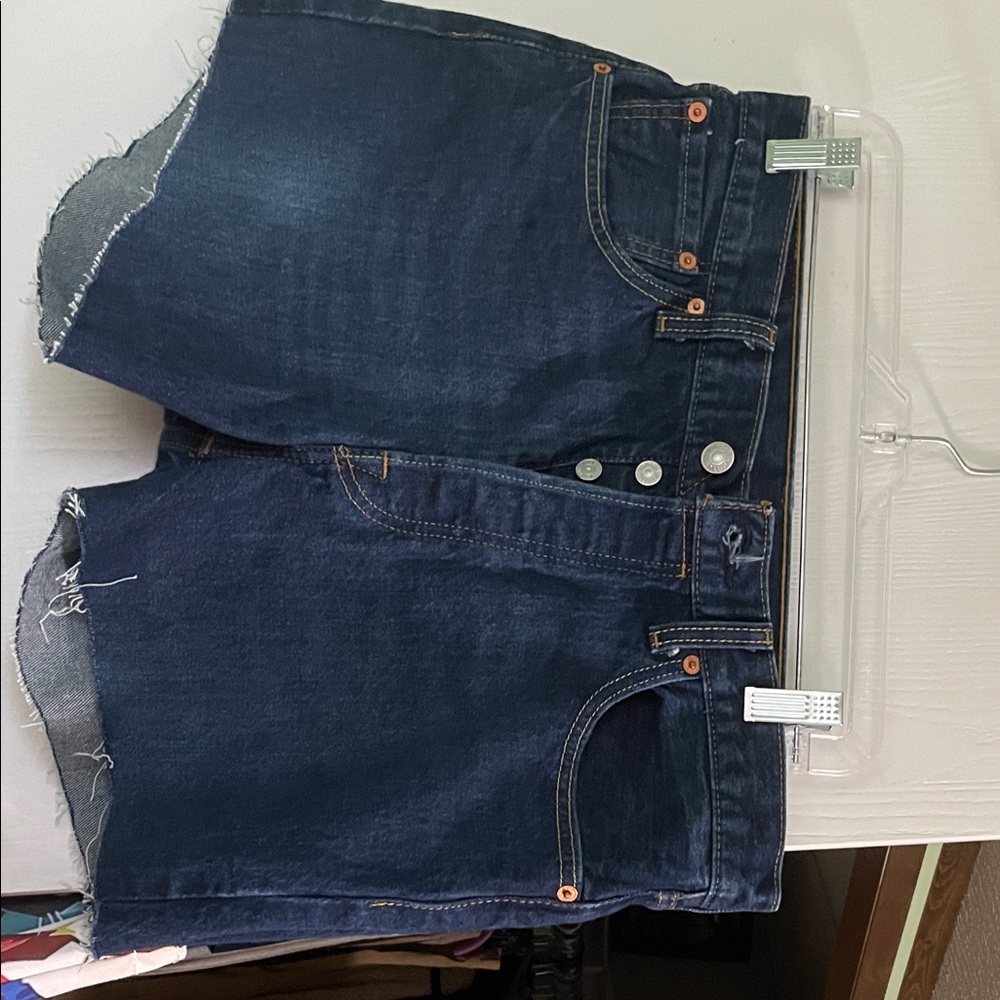 Dark Blue Denim Cutoff Shorts